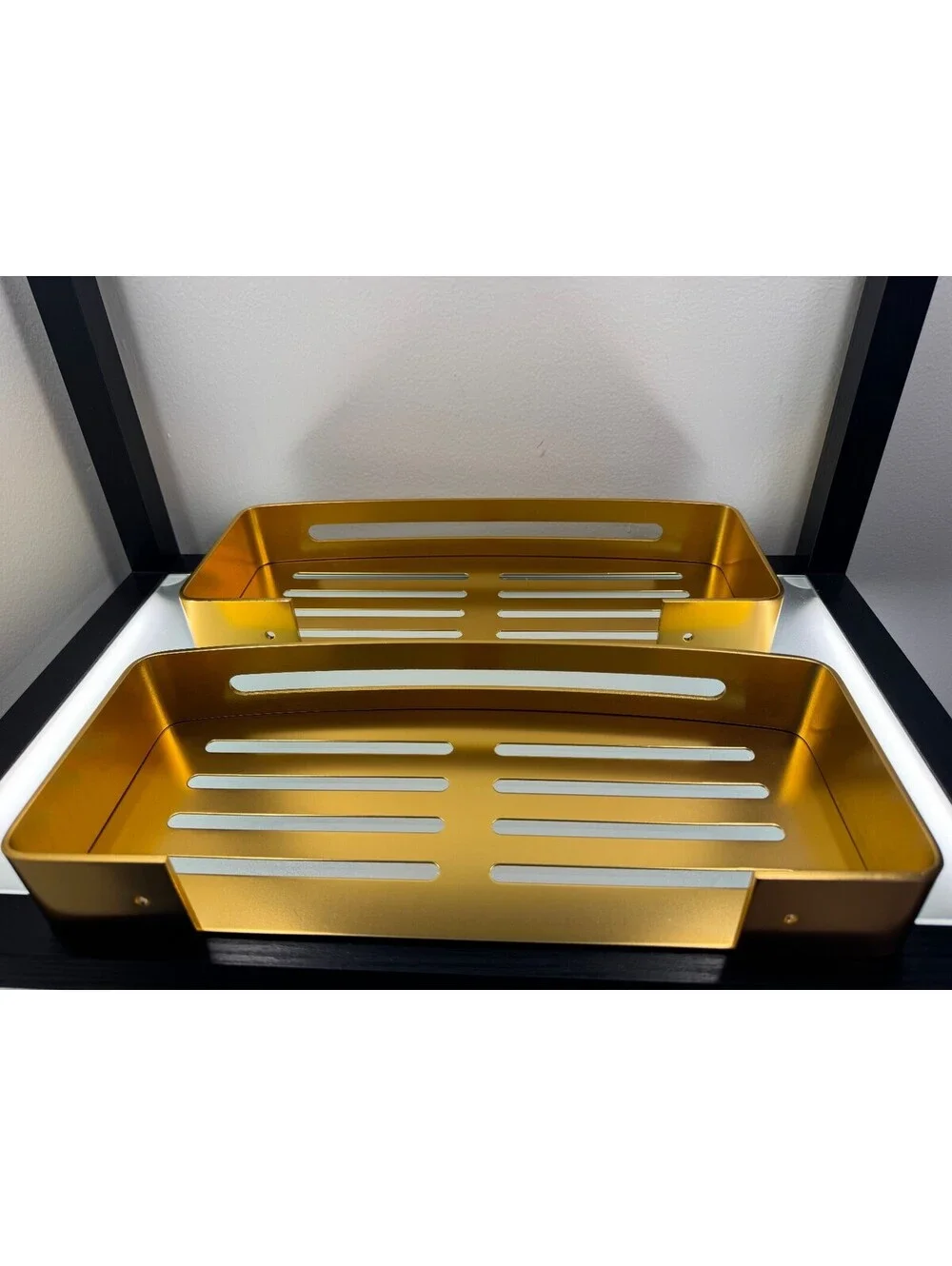 2ck Gold Aluminum Shower Caddy Shelf Adhesive Wall Mount